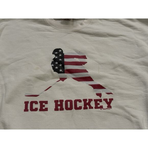 Vintage Hanes Print Pro Mens Ice Hockey American Flag Pullover Sweatshirt XXL - Picture 4 of 13